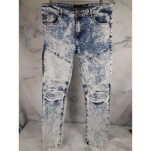 DECIBEL Mens Jeans 38x34 Streetwear Utility Cargo Zippers Knee Slim Fit